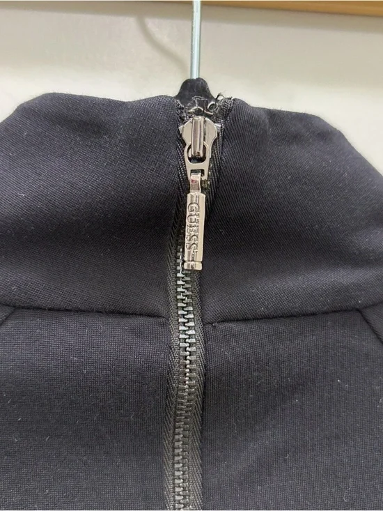 GUESS Sculpted Black Bodycon Mini Dress High Neck XS - Picture 4 of 4